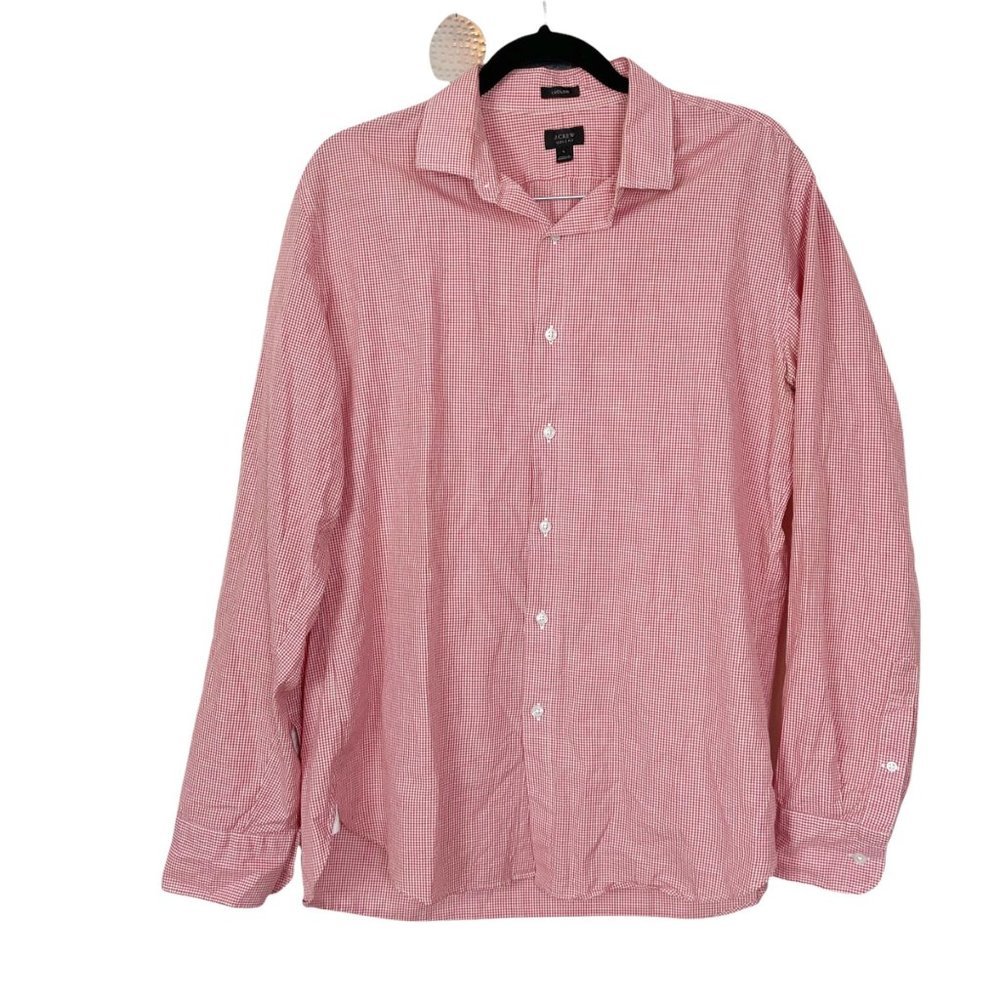 J. Crew Men's‎ Sz L 120's 2 Ply Ludlow Red and White Gingham Button Up Shirt